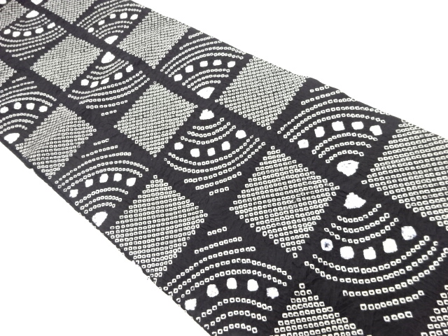 絞り格子模様開き名古屋帯（額縁仕立て）